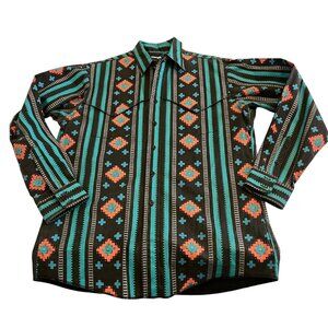 Vintage Wrangler Brushpopper Shirt Men’s 16-34 Aztec Southwest Western USA Made
